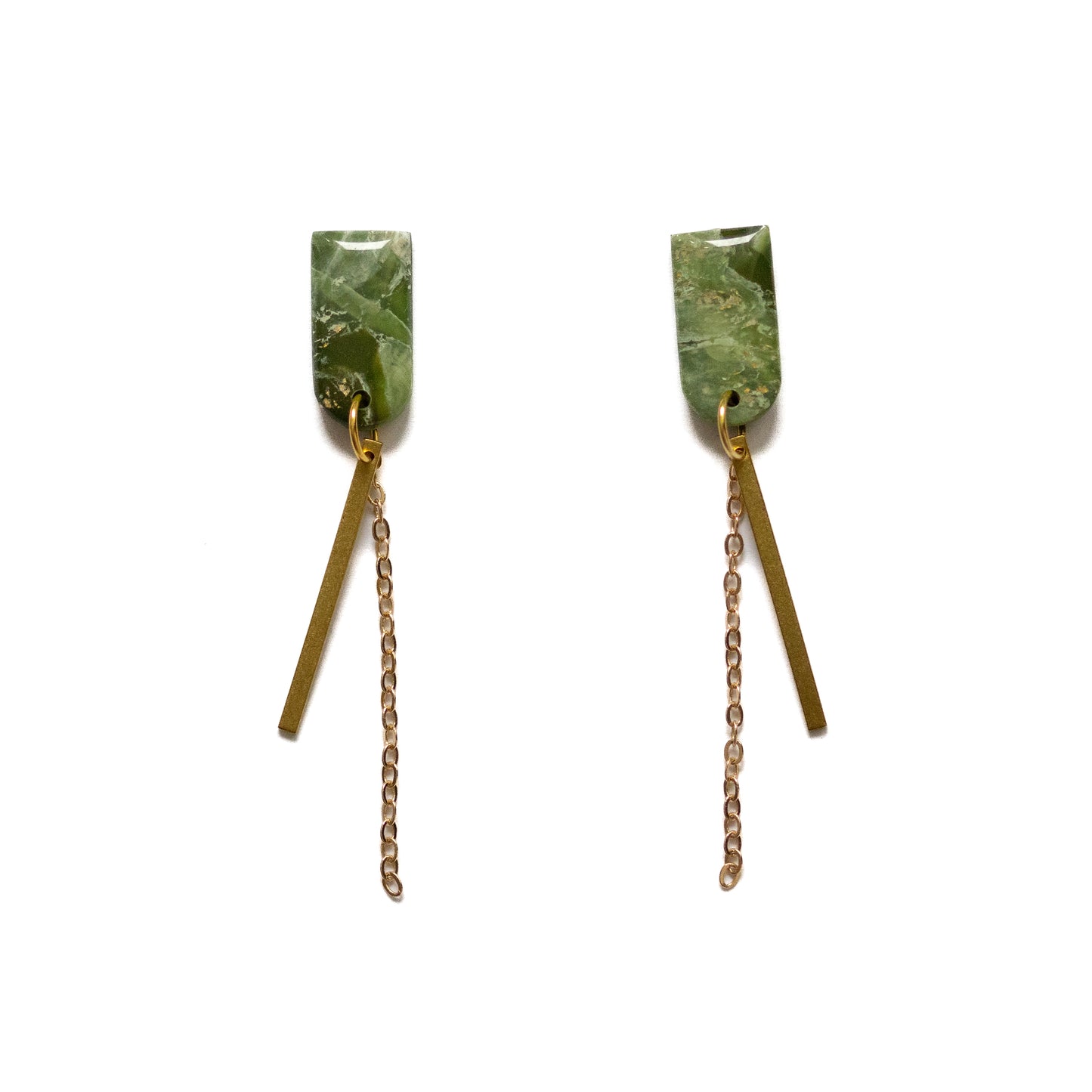 One of a kind - groene marmer oorhangers - 3